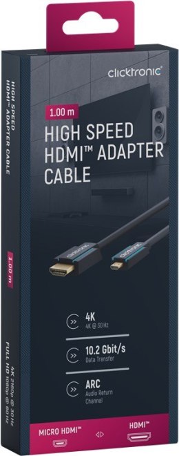 CLICKTRONIC Kabel HDMI - micro HDMI 2.0 4K 60Hz 1m CLICKTRONIC
