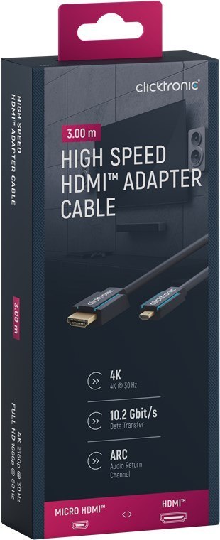 CLICKTRONIC Kabel HDMI - micro HDMI 2.0 4K 60Hz 3m CLICKTRONIC