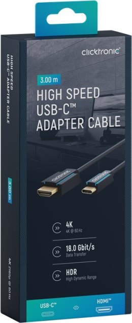 CLICKTRONIC Kabel USB-C - HDMI 2.0 4K 60Hz 3m CLICKTRONIC