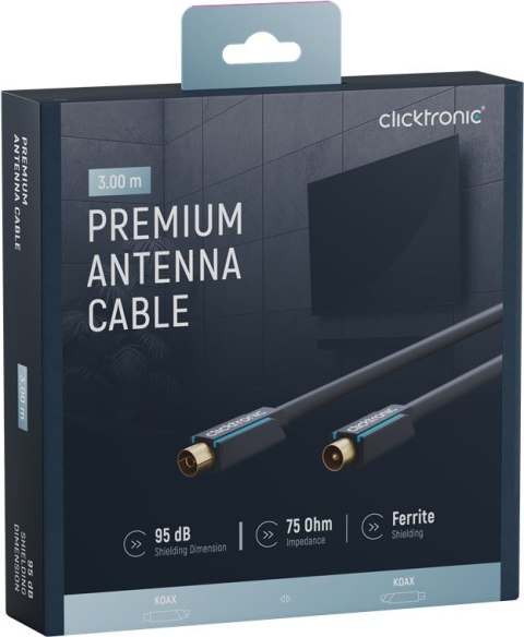 CLICKTRONIC Przyłącze TV IEC kabel antenowy 3m CLICKTRONIC