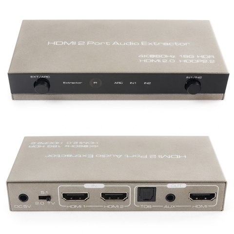 Extractor 2x HDMI-HDMI + Audio ARC 4K SPH-SAE06 SPACETRONIK