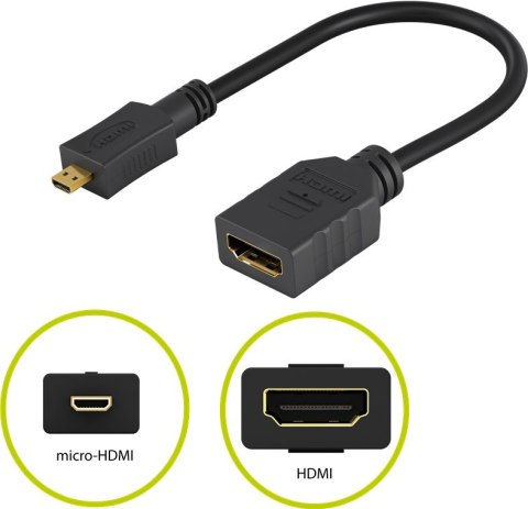 Adapter wt. micro HDMI - gn. HDMI 4K Goobay 15cm Goobay