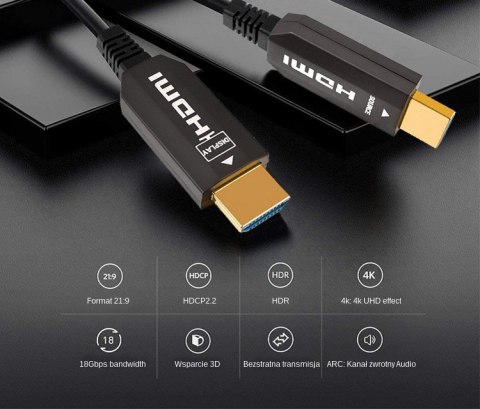 Kabel optyczny HDMI Hybrid 2.0 SH-SPHB1000 100m SPACETRONIK