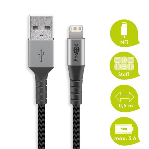 Kabel USB 2.0 - Apple Lightning Goobay TEXTIL 0.5m