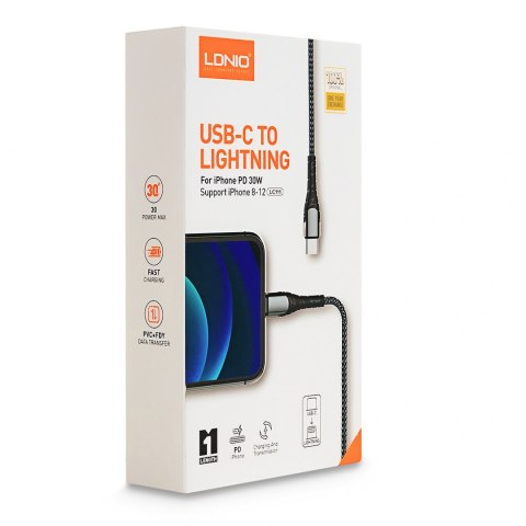 Kabel USB-C - Lightning LDNIO 1m szary 30W LC111 LDNIO