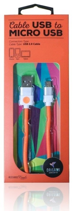 Kabel USB - microUSB 2.0 ORIGAMI 3m Pomarańczowy