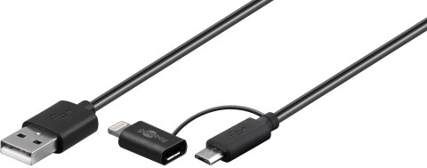 Kabel USB - microUSB + Apple Lightning Goobay 1m