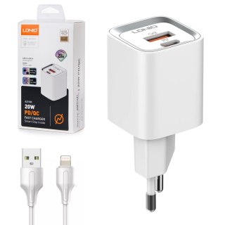 Ładowarka USB 20W PD QC3.0 kabel USB-A Lightning LDNIO