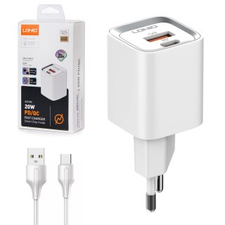 Ładowarka USB 20W PD QC3.0 kabel USB-A USB-C LDNIO