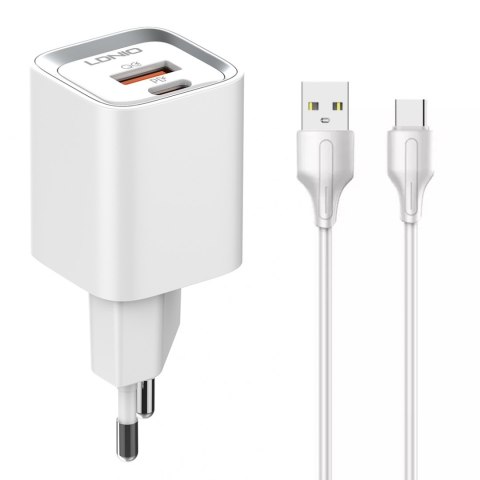 Ładowarka USB 20W PD QC3.0 kabel USB-A USB-C LDNIO