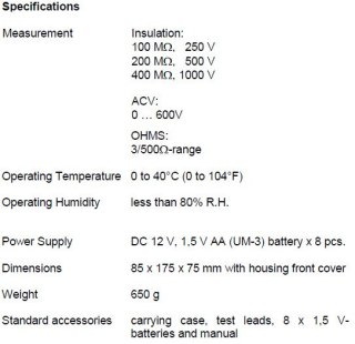 Analogowy Tester izolacji 1000 V PeakTech 2675 PEAKTECH