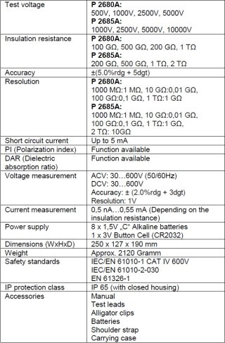 Cyfrowy miernik izolacji 10kV 2TOhm PeakTech 2685A PEAKTECH