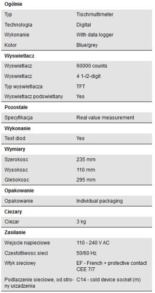 Multimetr stołowy True RMS USB PeakTech 4095 PEAKTECH