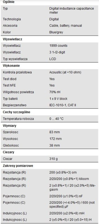 Tester indukcyjności i rezystancji PeakTech 3730 PEAKTECH