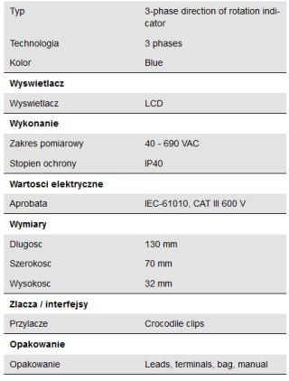 Trójfazowy wskaźnik kierunku obrotu Peaktech 2530 PEAKTECH