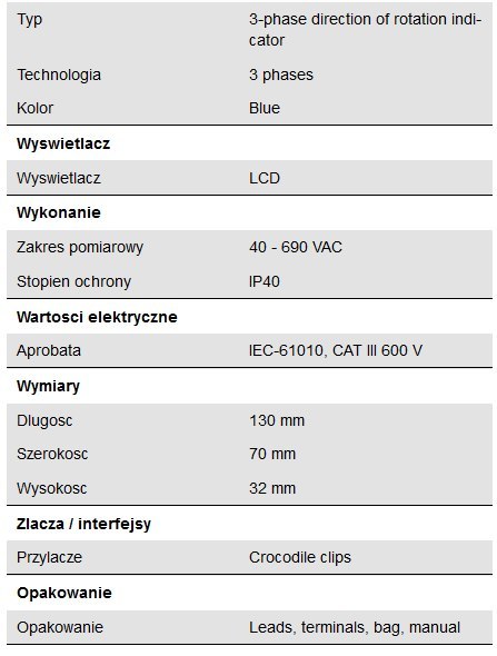 Trójfazowy wskaźnik kierunku obrotu Peaktech 2530 PEAKTECH