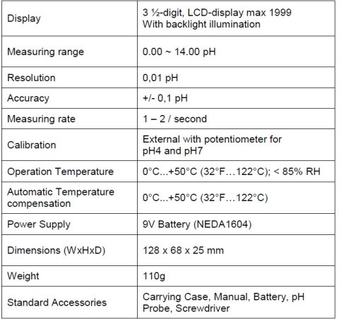 Miernik Odczynu pH Wody z baterią PeakTech 5310A PEAKTECH
