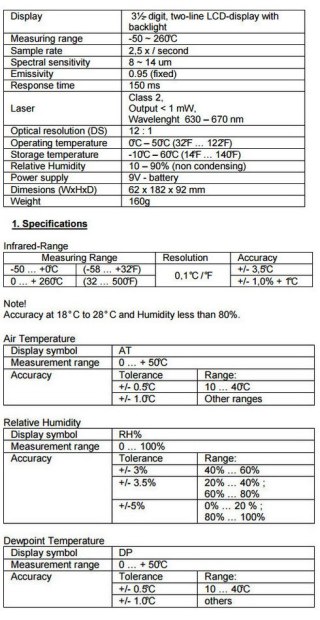 Miernik Temperatury Wilgotności Rosy PeakTech 5400 PEAKTECH