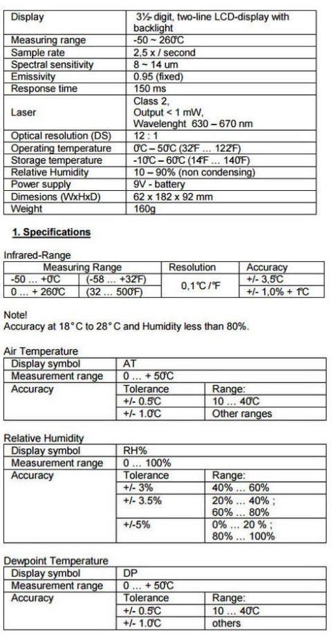 Miernik Temperatury Wilgotności Rosy PeakTech 5400 PEAKTECH