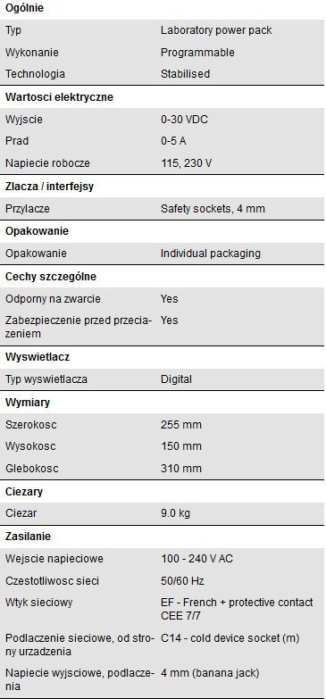 Zasilacz laboratoryjny 2x150W 30V 5A PeakTech 6210 PEAKTECH