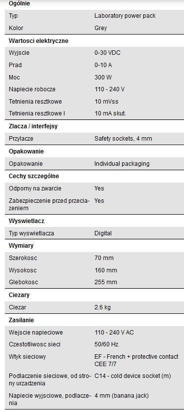 Zasilacz laboratoryjny 30V 10A PeakTech 6226 PEAKTECH