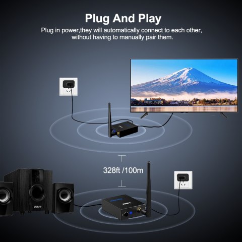 Bezprzewodowy Przedłużacz Audio RT5066 2.4GHz 100m SPACETRONIK