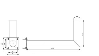 Stojak balkonowy gięty L-40cm z rury 48mm SPACETRONIK