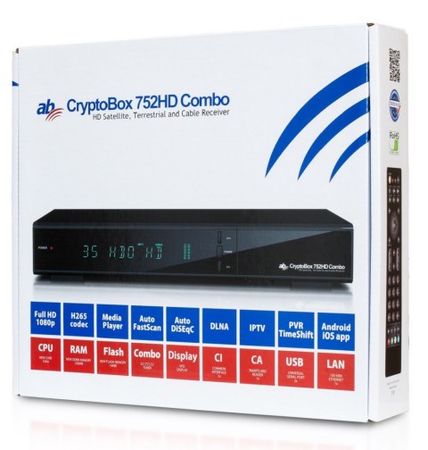 CryptoBox AB 752HD COMBO DVB-S2/T2/C CI/CI+ H.265 ABCOM