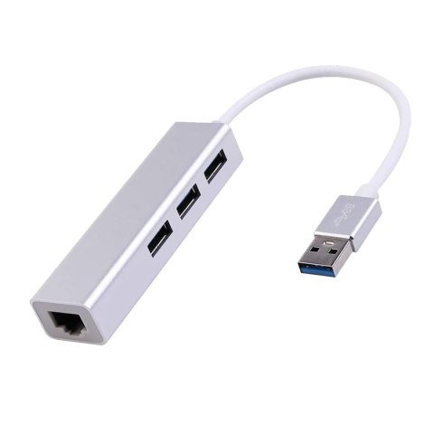 Multiport USB na 3 USB + RJ45 SPU-M06 srebrny SPACETRONIK