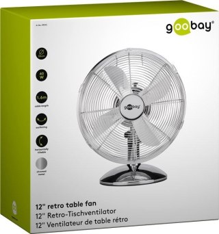 Wentylator biurkowy 12" 40W Goobay metalowy chrom Goobay