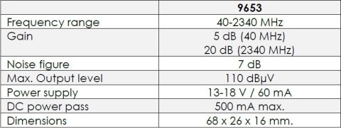 Wzmacniacz SAT 40-2340 MHz Johansson 9653 WideBand Johansson