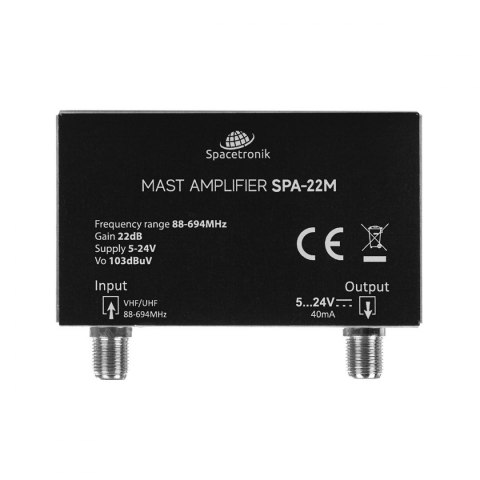 Wzmaczniacz masztowy VHF/UHF 5-24V SPA-22M LTE 5G SPACETRONIK