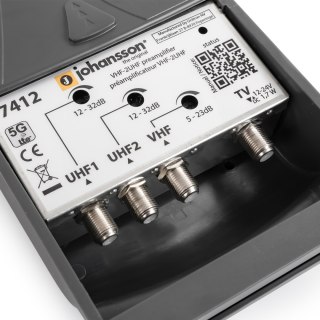 Wzmacniacz masztowy 2x UHF+VHF Johansson 7412 LTE Johansson