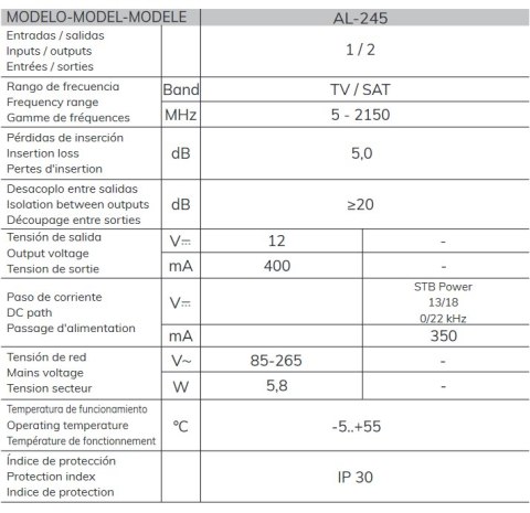 Alcad Zestaw KIT BO-696 12V 32dB UHF+VHF/FM+SAT Alcad