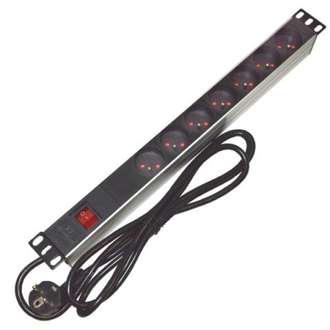 Listwa zasilająca 1U 19" 7 gniazd wyłącznik