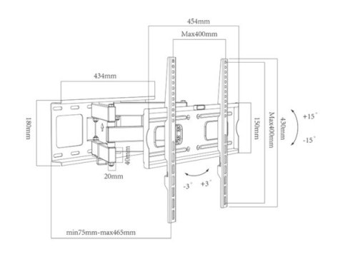 BOWI Uchwyt LCD 37"-70" 35kg czarny regulowany