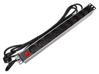 Listwa zasilająca 1U 19" 9 gniazd wyłącznik 5m kab