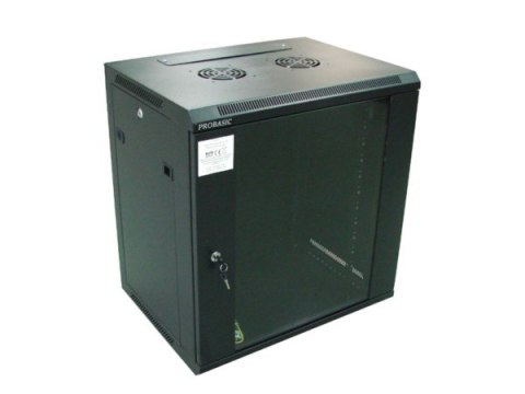 Szafa 19' wisząca ZETA 12U 600x450 RAL9004 szkło d