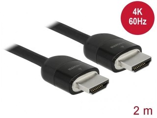 KABEL HDMI M/M V2.0 2M 4K 60HZ CZARNY POTRÓJNIE EKRANOWANY PREMIUM DELOCK