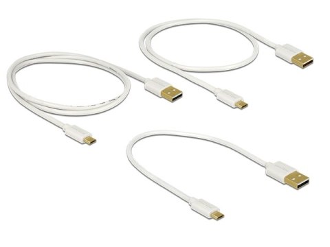 KABEL USB MICRO(M)->USB-A(M) 2.0 0.3M 0.6M 0.9M ZESTAW BIAŁY DELOCK