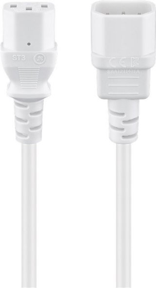 Kabel zasilający IEC C13 - C14 Goobay biały 2m