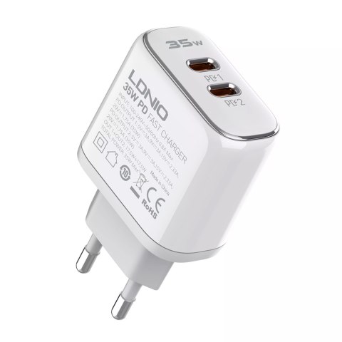 Ładowarka 2x USB-C 35W kabel USB-C Lightning LDNIO