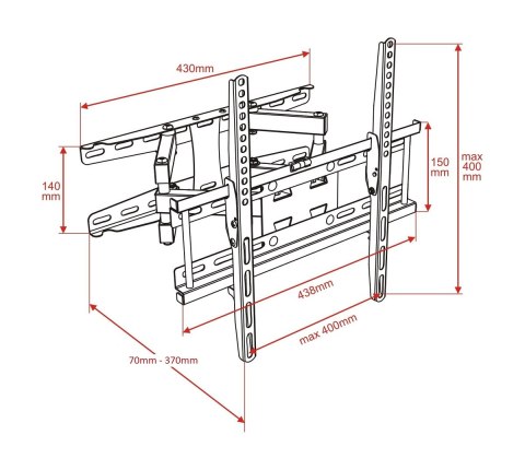 Uchwyt regulowany 3D do TV 23"-60" Opticum Mercury Opticum