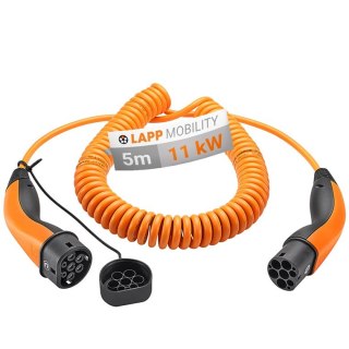 Kabel EV spiralny Type 2 LAPP 11kW 20A orange 5m LAPP