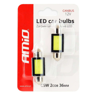 Amio Żarówki LED CANBUS COB3 Festoon 36mm 12V białe zamiast C5W C10W C3W