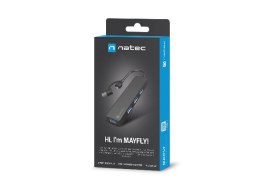 HUB USB-C 3.0 NATEC MAYFLY 4-PORTY CZARNY + ADAPTER USB-A