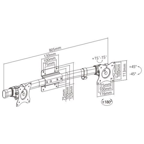 Uchwyt do rozbudowy na 2 monitory VESA SPP-020B SPACETRONIK