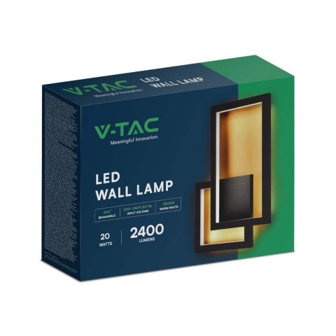 Kinkiet Ścienny LED V-TAC 20W Czarny VT-11120-B 4000K 2660lm