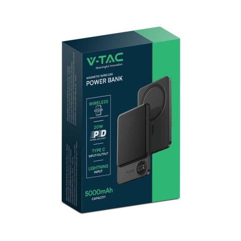 Power Bank V-TAC 5000mAh Szary Magnetyczny 9mm I 20W V-TAC VT-50005-SG