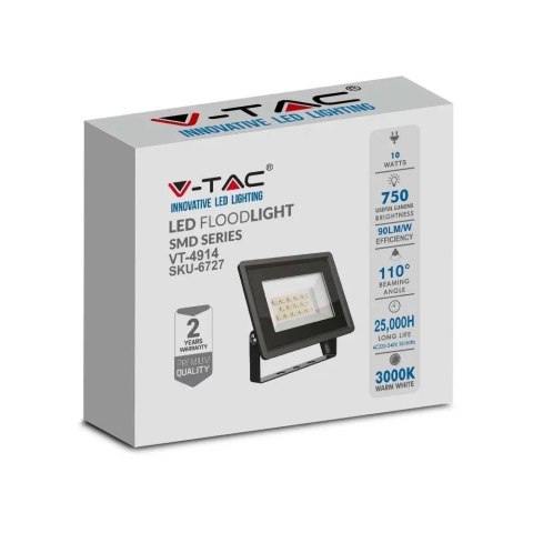 Projektor LED V-TAC 10W SMD F-CLASS Czarny VT-4914-B 3000K 750lm